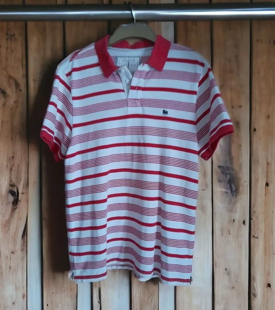 Jasper Conran Jeans Mens Striped Polo Shirt Red White - Size Medium 39"-42" - Picture 1 of 6
